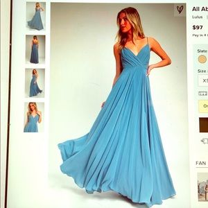 LuLu’s All About Love Slate Blue maxi dress